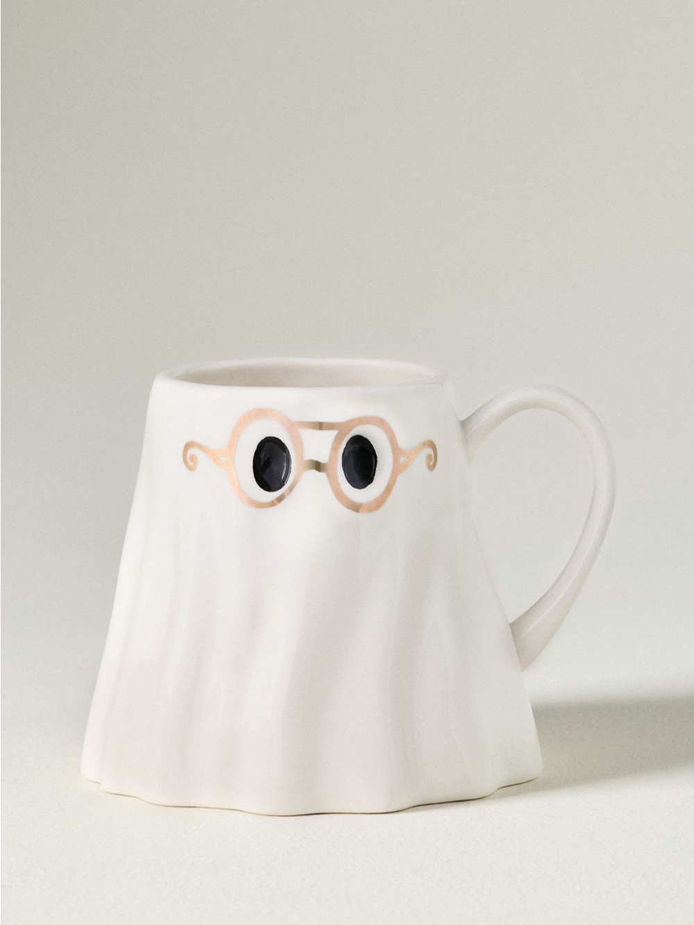 Anthropologie The Mud Fairy Stoneware 24k Gold Accent Ghost Mug